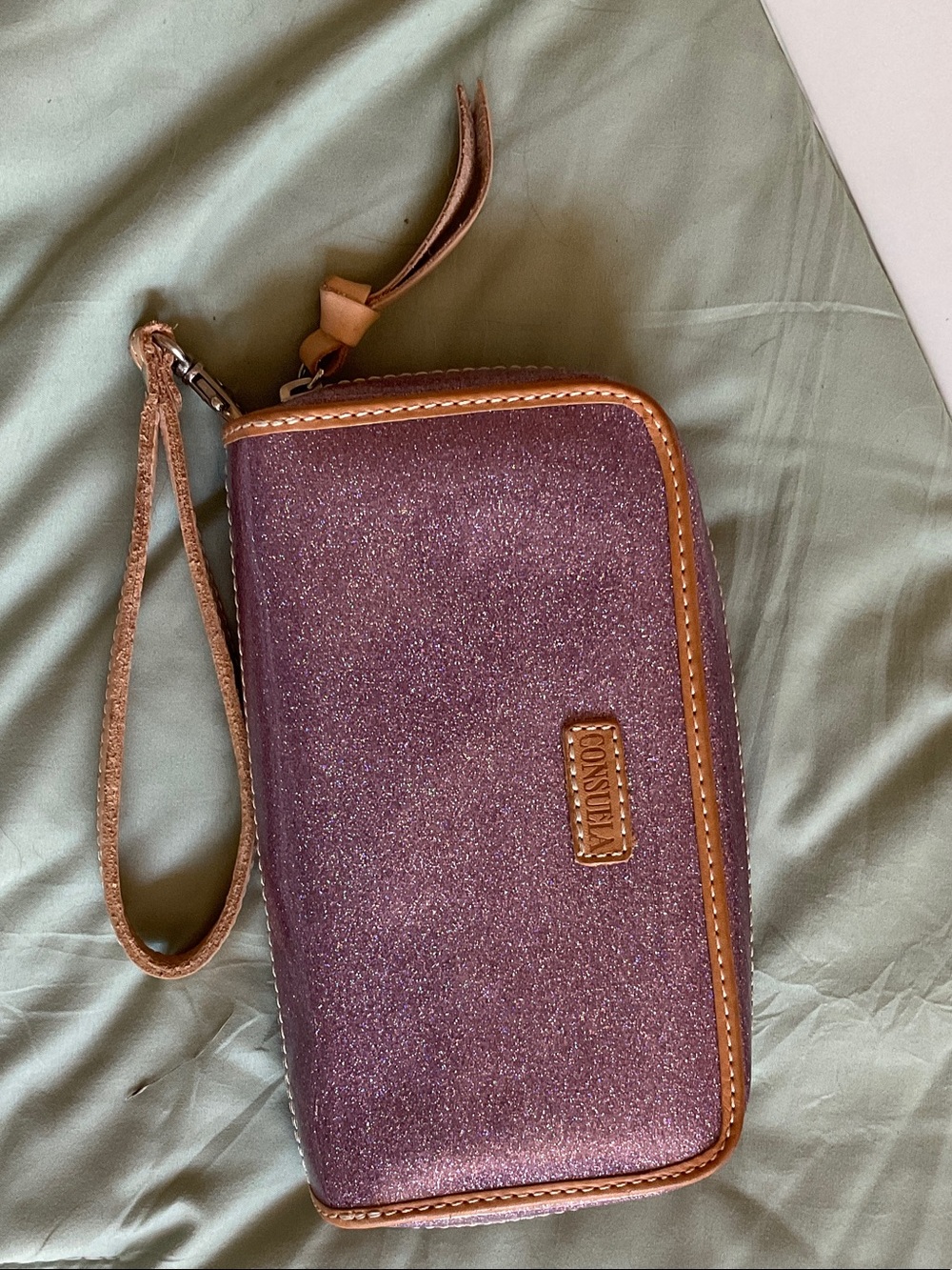Consuela Lyndz Sparkle Wristlet with Leather Trim